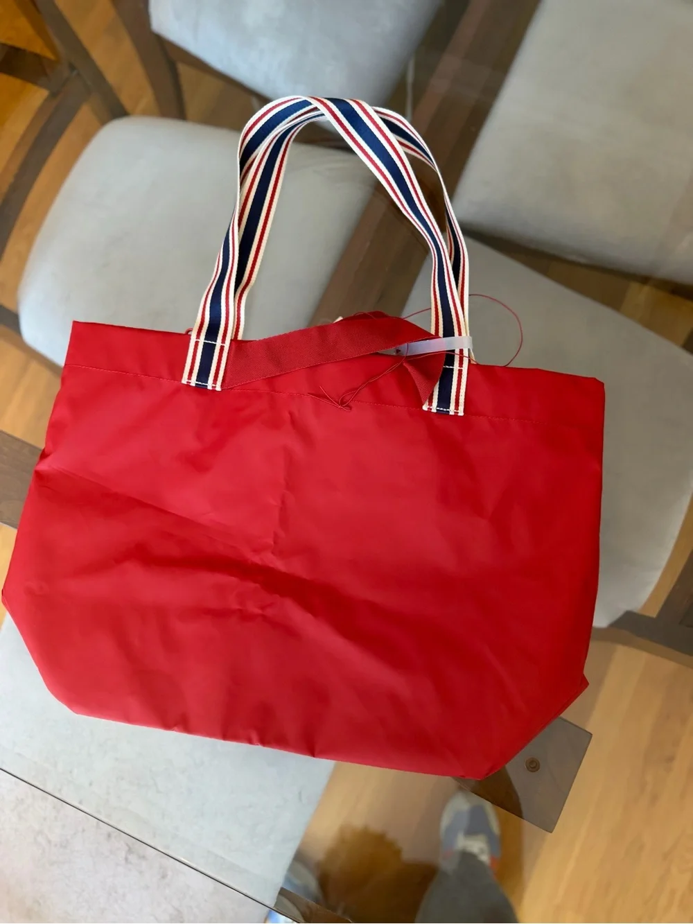 Champion Red Nylon Tote with Striped Shoulder Handles